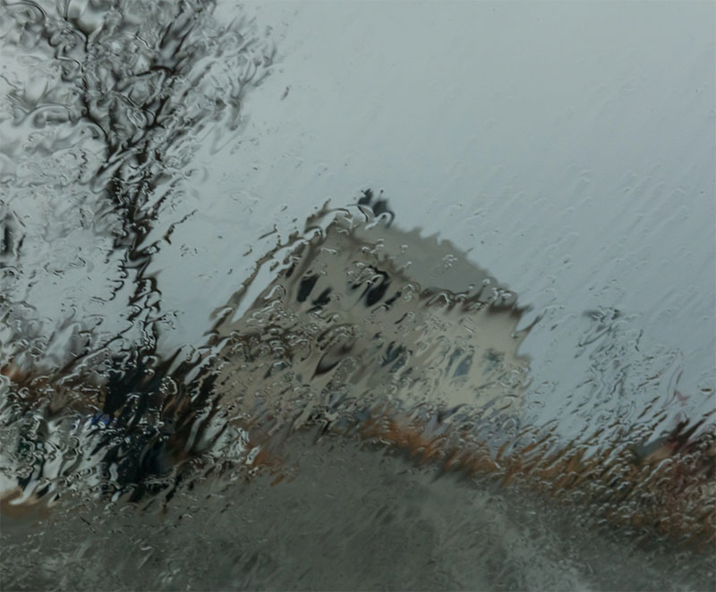 house in the rain